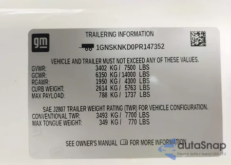 2023 Chevrolet Tahoe 4Wd Lt из США, поврежденный, VIN 1GNSKNKD0PR147352